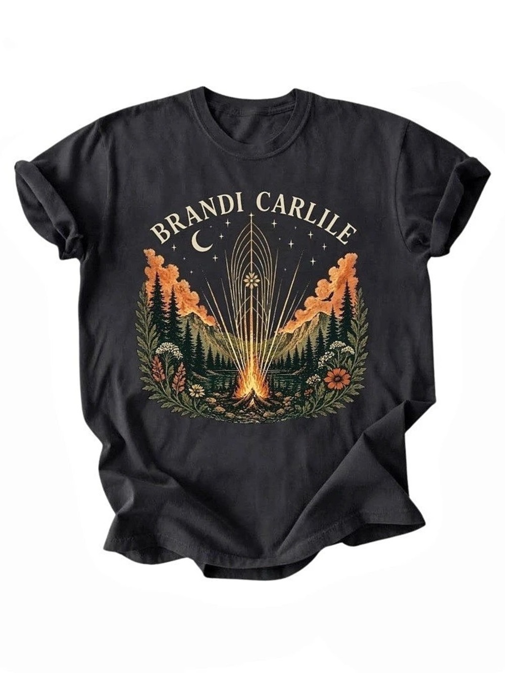 Brandi Carlile Campfire Forest Music Concert Black Comfort Colors T-Shirt